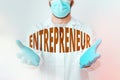 Handwriting text Entrepreneur. Concept meaning one who organizes and assumes the risks of a business Laboratory