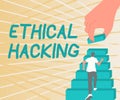 Handwriting text Ethical Hacking. Concept meaning act of locating weaknesses and vulnerabilities of computer Gentleman