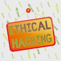 Handwriting text Ethical Hacking. Concept meaning act of locating weaknesses and vulnerabilities of computer Colored memo reminder