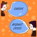 Handwriting text Europe Migrant Crisis. Concept meaning European refugee crisis from a period beginning 2015 Hand Drawn