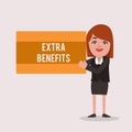 Handwriting text Extra Benefits. Concept meaning Additional compensation Bonus Subsidies Incentives Allowances Royalty Free Stock Photo