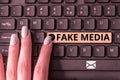 Sign displaying Fake Media. Word Written on An formation held by brodcasters which we cannot rely on Royalty Free Stock Photo