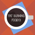 Handwriting text Fat Burning Foods. Concept meaning Certain types of food burn calories as you chew them Top View of Royalty Free Stock Photo