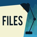 Handwriting text Files. Concept meaning Folder box for holding loose papers together in orderr easy reference Royalty Free Stock Photo