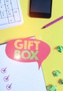 Handwriting text Gift Box. Concept meaning A small cointainer with designs capable of handling presents Empty red bubble