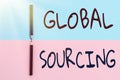 Text showing inspiration Global Sourcing. Internet Concept practice of sourcing from the global market for goods Two