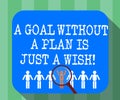 Handwriting text A Goal Without A Plan Is Just A Wish. Concept meaning Make strategies to reach objectives Magnifying Royalty Free Stock Photo