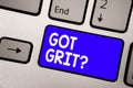 Handwriting text Got Grit question. Concept meaning A hardwork with perseverance towards the desired goal Keyboard blue key Intent Royalty Free Stock Photo