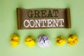 Handwriting text Great Content. Concept meaning Excellent Inform Royalty Free Stock Photo