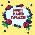 Handwriting text Growth Planned Expansion. Concept meaning exposing the business to a wider customers Floral Wreath made Royalty Free Stock Photo