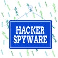 Handwriting text Hacker Spyware. Concept meaning infiltration software that secretly monitor unsuspecting user Colored memo