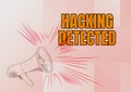 Handwriting text Hacking Detected. Business idea identify the presence or unauthorized access to data Illustration Of A