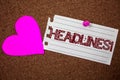 Handwriting text Headlines Motivational Call. Concept meaning Heading at the top of an article in newspaper Piece notebook paper g Royalty Free Stock Photo