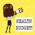 Handwriting text Health Budget. Concept meaning amount of money to support your health and wellbeing needs Young Woman