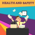 Handwriting text Health And Safety. Concept meaning procedures intended to prevent accident in workplace Confused Male Royalty Free Stock Photo