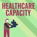 Handwriting text Healthcare Capacity. Concept meaning maximum amount of patients provided with the right medical service