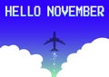 Handwriting text Hello November. Word for greeting used when welcoming the eleventh month of the year Illustration Of