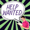Handwriting text Help Wanted. Business concept advertisement placed in newspaper by employers seek employees