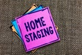 Handwriting text Home Staging. Concept meaning Act of preparing a private residence for sale in the market Paper notes Important r Royalty Free Stock Photo