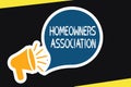 Handwriting text Homeowners Association. Concept meaning Organization with fee for upkeeps of Gated Community