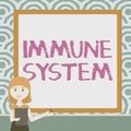 Handwriting text Immune System. Business idea host defense system comprising many biological structures Lady Drawing