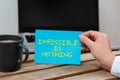 Text showing inspiration Impossible Is Nothing. Business concept Motivated to achieve something despite challenges