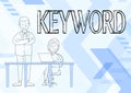 Handwriting text Keyword. Business overview word which acts as the key to a code Concept of great significance Man