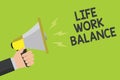 Handwriting text Life Work Balance. Concept meaning stability person needs between his job and personal time Announcement symbol s Royalty Free Stock Photo