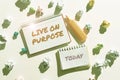 Handwriting text Live On Purpose. Word Written on Have a goal mission motivation to keep going inspiration Notebooks