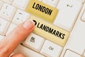 Handwriting text London Landmarks. Business overview most iconic landmarks and mustsee London attractions