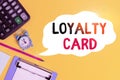 Handwriting text Loyalty Card. Concept meaning used to record credit points awarded for money spent in store Alarm clock wakeup Royalty Free Stock Photo