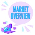 Handwriting text Market Overview. Business idea brief synopsis of a commercial or industrial market Laptop Drawing