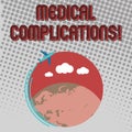 Handwriting text Medical Complications. Concept meaning unfavorable evolution or consequence of a disease Airplane with