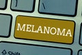 Handwriting text Melanoma. Concept meaning A malignant tumor associated with skin cancer Benign moles