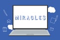 Handwriting text Miracles. Concept meaning extraordinary and welcome event that not explicable nature Royalty Free Stock Photo