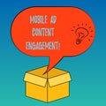 Handwriting text Mobile Ad Content Engagement. Concept meaning Social media advertising promotion strategies Idea icon
