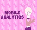 Handwriting text Mobile Analytics. Word for mobile tool that allows users to send chat messages