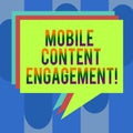 Handwriting text Mobile Content Engagement. Concept meaning Pushing compelling experiences to mobile users Stack of