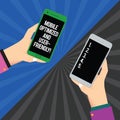 Handwriting text Mobile Optimized And User Friendly. Concept meaning Modern web online internet services Two Hu analysis