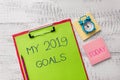 Handwriting text My 2019 Goals. Concept meaning setting up demonstratingal goals or plans for the current year Metal Royalty Free Stock Photo
