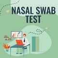 Handwriting text Nasal Swab Test. Word Written on diagnosing an upper respiratory tract infection through nasal