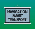 Handwriting text Navigation Smart Transport. Concept meaning Safer, coordinated and smarter use of transport Blank