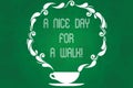 Handwriting text A Nice Day For A Walk. Concept meaning Good weather to go outside leisure free relaxing time Cup and Royalty Free Stock Photo