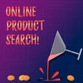 Handwriting text Online Product Search. Concept meaning searching for goods and services over the Internet Cocktail Wine