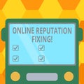 Handwriting text Online Reputation Fixing. Concept meaning Taking control of the online conversation Drawn Flat Front