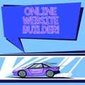 Handwriting text Online Website Builder. Concept meaning Program or tool that help you construct a website Car with Fast Royalty Free Stock Photo