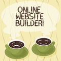 Handwriting text Online Website Builder. Concept meaning Program or tool that help you construct a website Sets of Cup Royalty Free Stock Photo