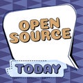 Writing displaying text Open Source. Business approach denoting software which original source code freely available Royalty Free Stock Photo