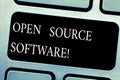 Handwriting text Open Source Software. Concept meaning software with source code that anyone can modify Keyboard key Royalty Free Stock Photo