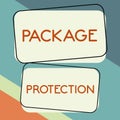 Handwriting text Package ProtectionWrapping and Securing items to avoid damage Labeled Box. Word Written on Wrapping and
